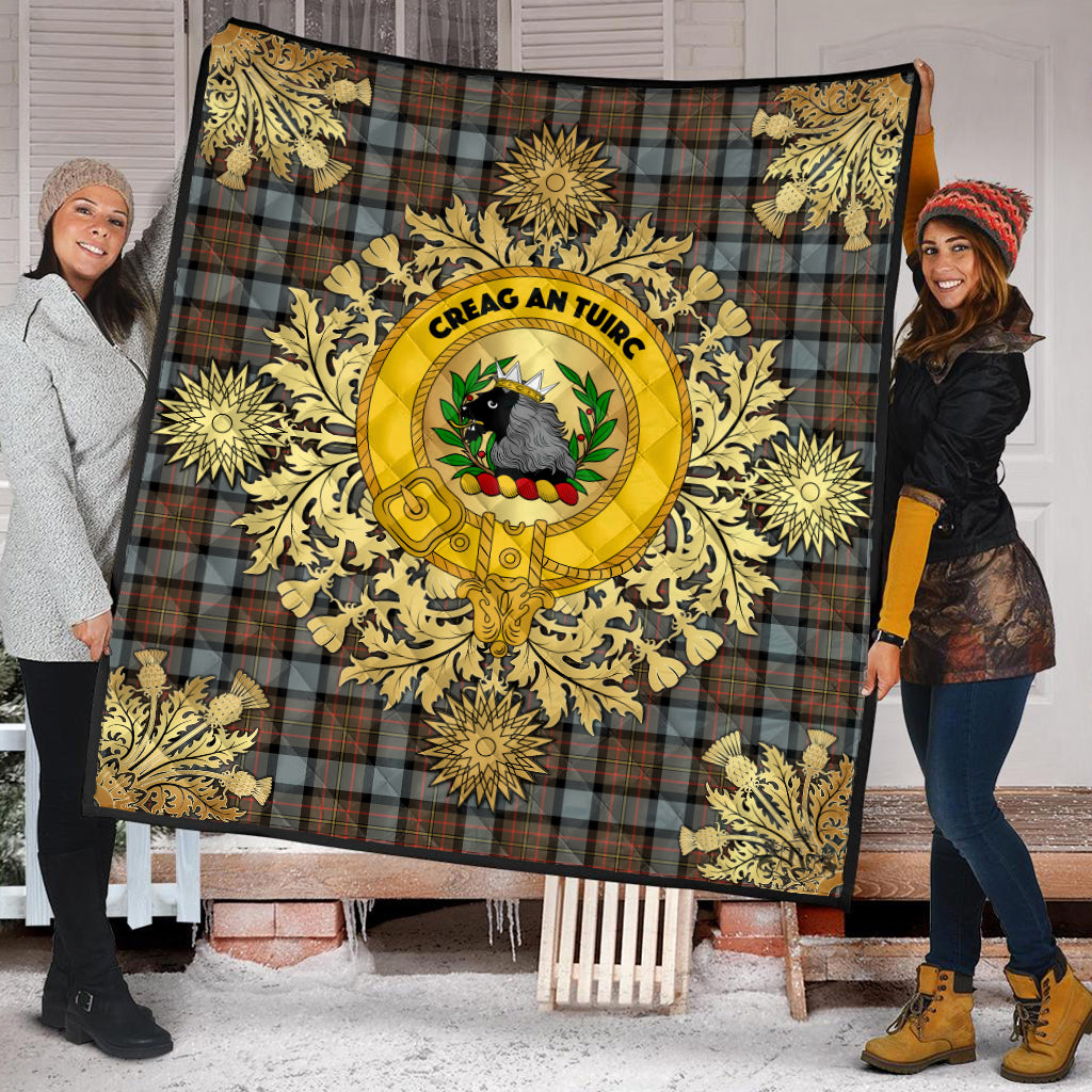 MacLaren Weathered Tartan Crest Premium Quilt - Gold Thistle Style