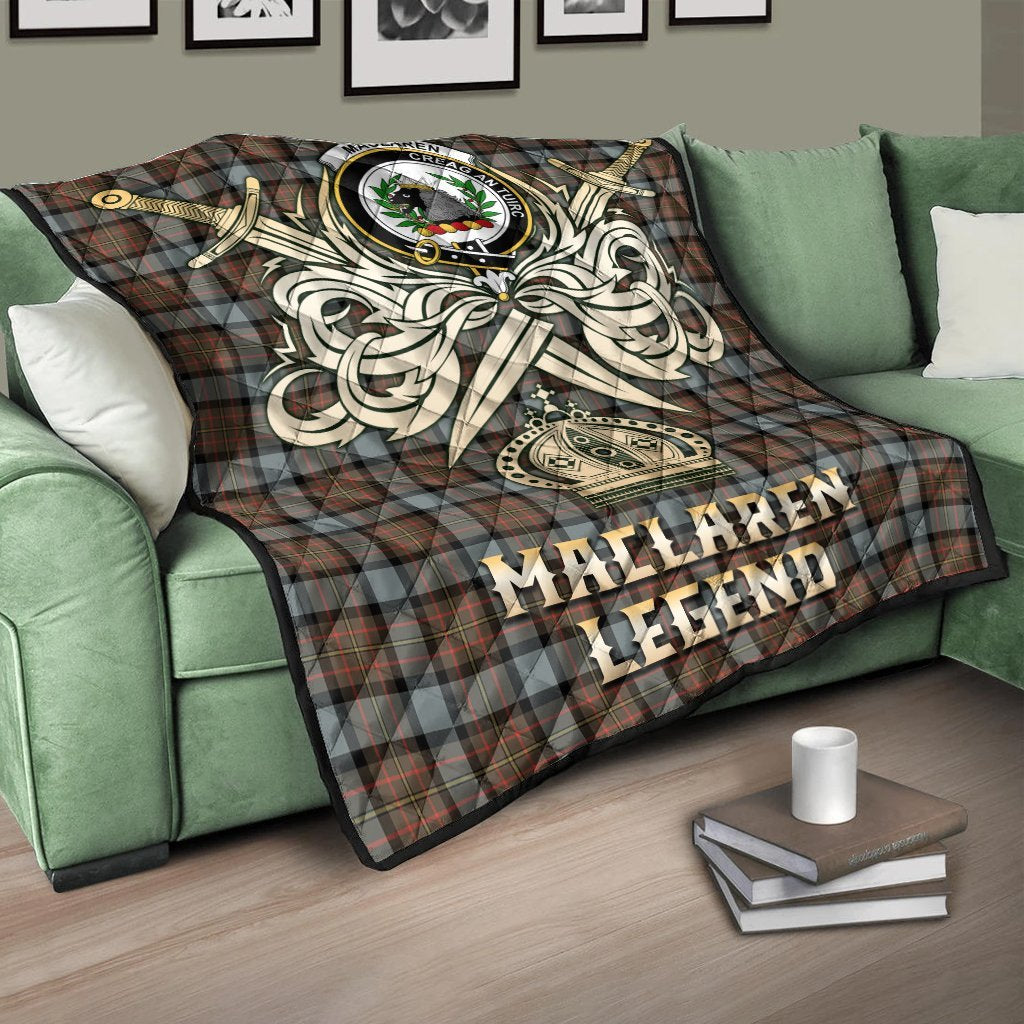 MacLaren Weathered Tartan Crest Legend Gold Royal Premium Quilt