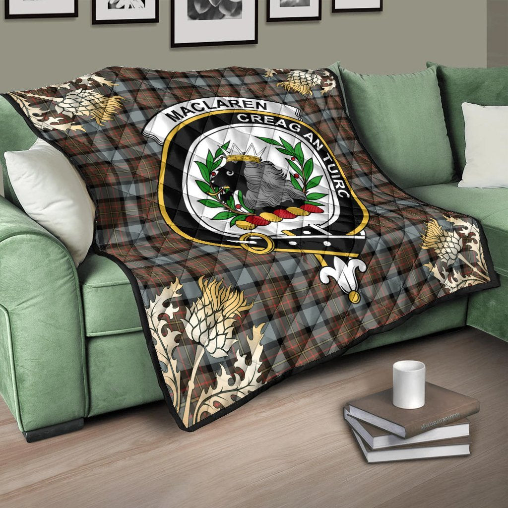 MacLaren Weathered Tartan Crest Premium Quilt - Gold Thistle Style