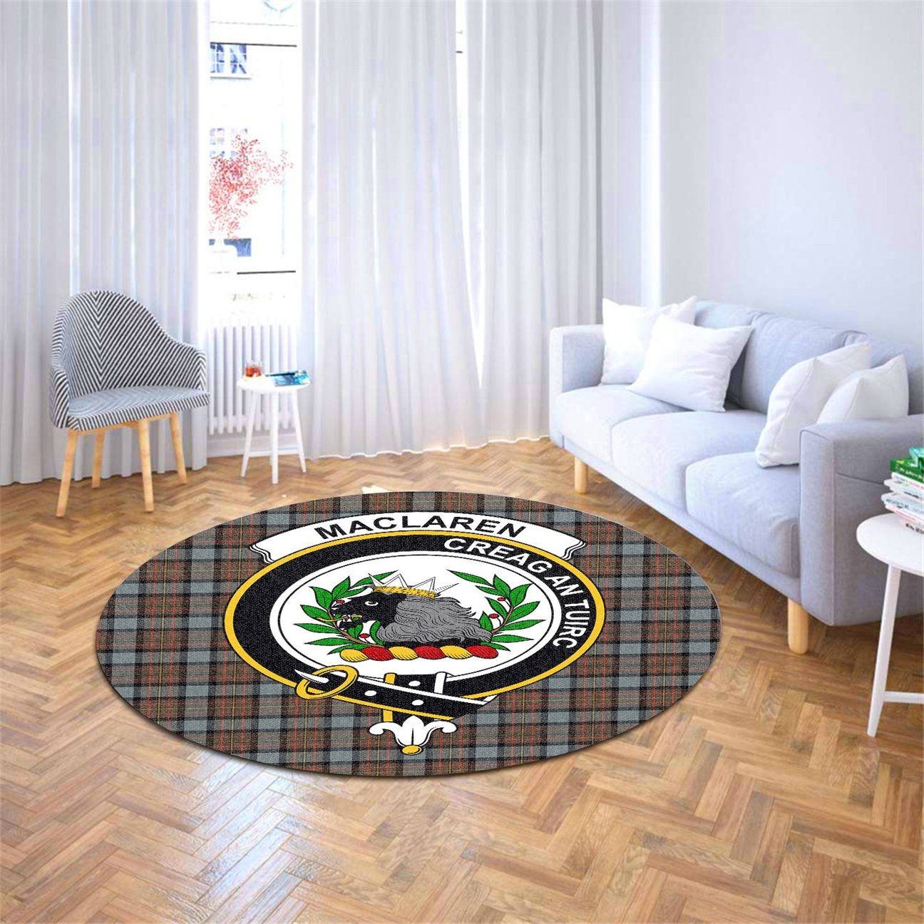 MacLaren Weathered Tartan Crest Round Rug