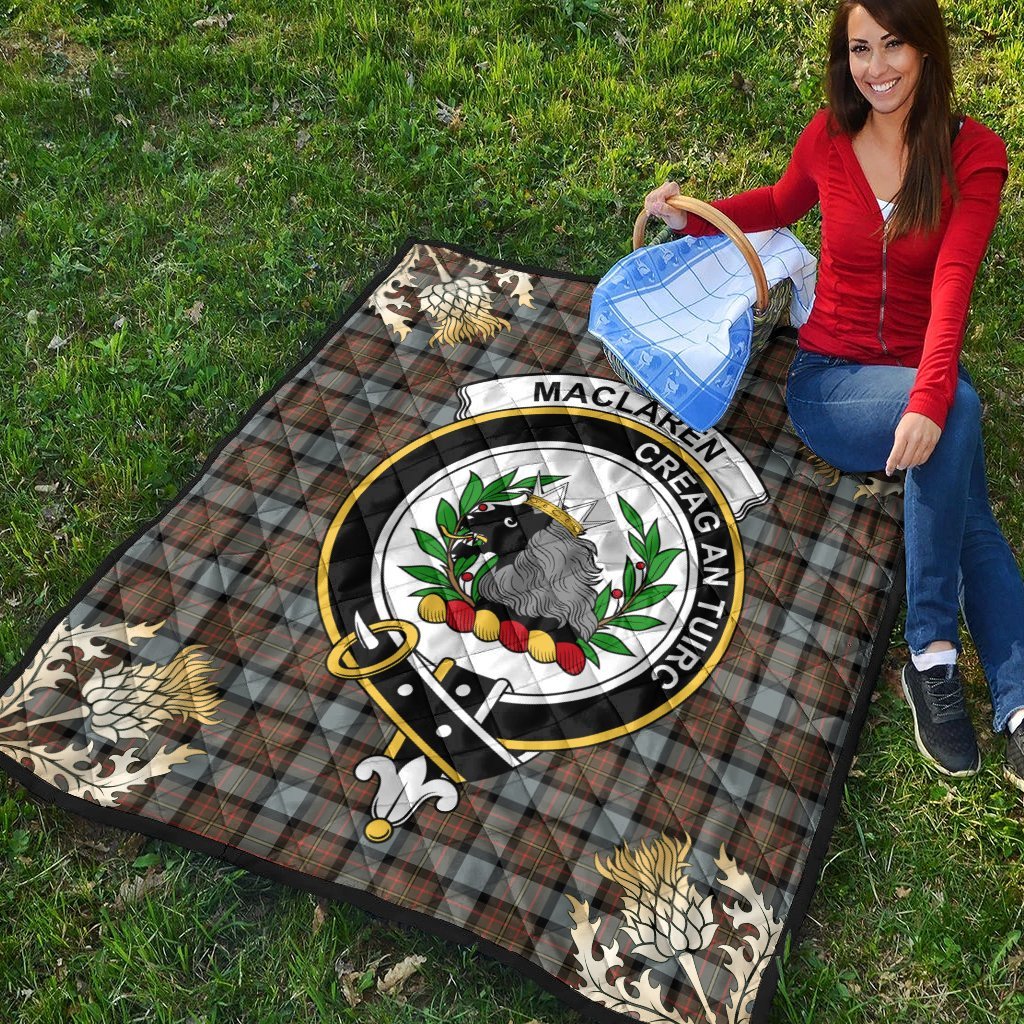 MacLaren Weathered Tartan Crest Premium Quilt - Gold Thistle Style