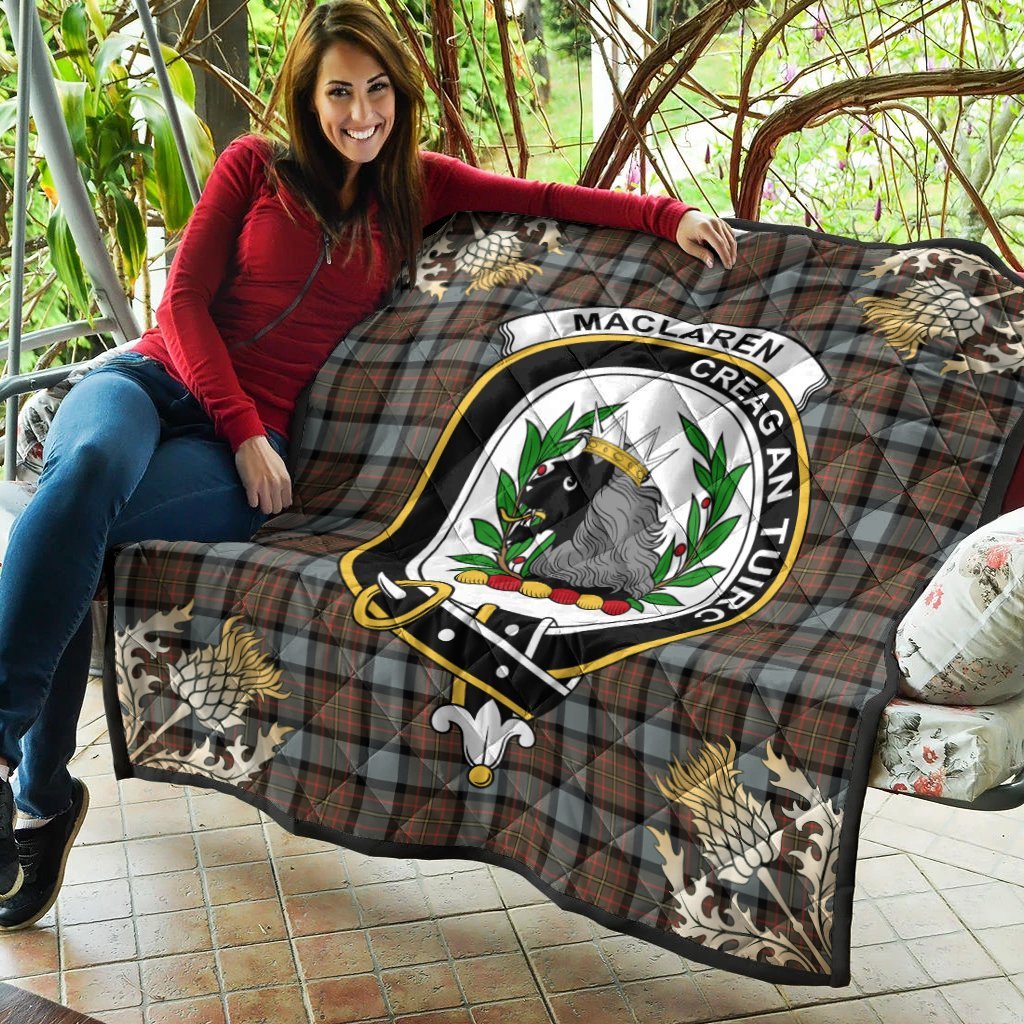 MacLaren Weathered Tartan Crest Premium Quilt - Gold Thistle Style