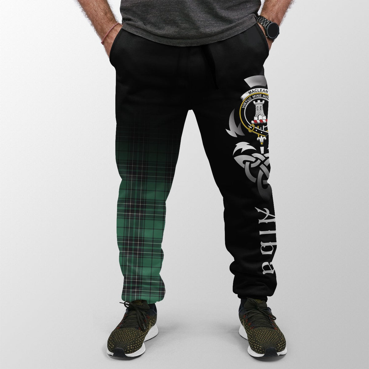 MacLean Hunting Ancient Tartan Crest Jogger Sweatpants - Alba Celtic Style