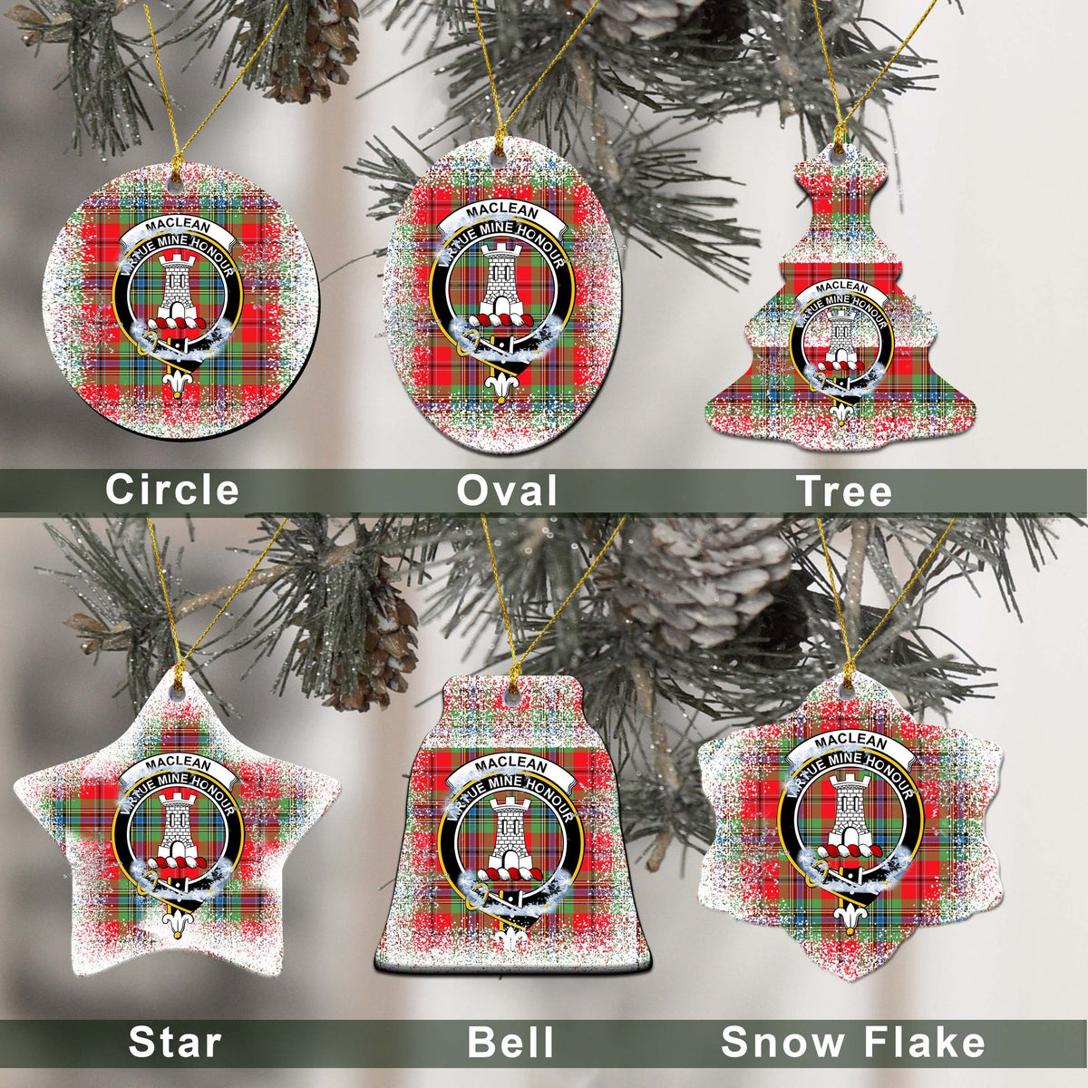 MacLean Tartan Christmas Ceramic Ornament - Snow Style