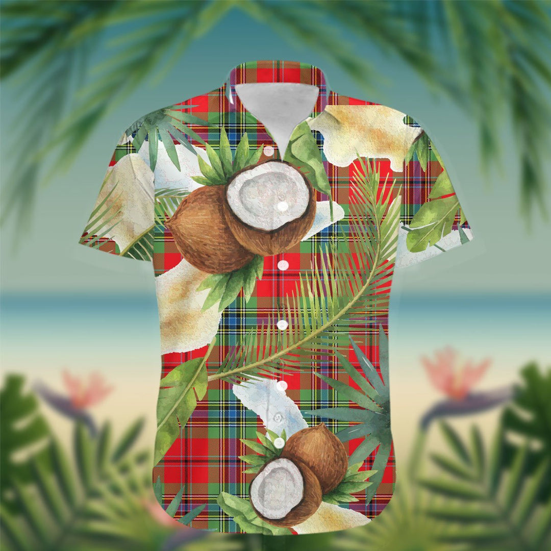 MacLean Tartan Hawaiian Shirt Hibiscus, Coconut, Parrot, Pineapple - Tropical Garden Shirt