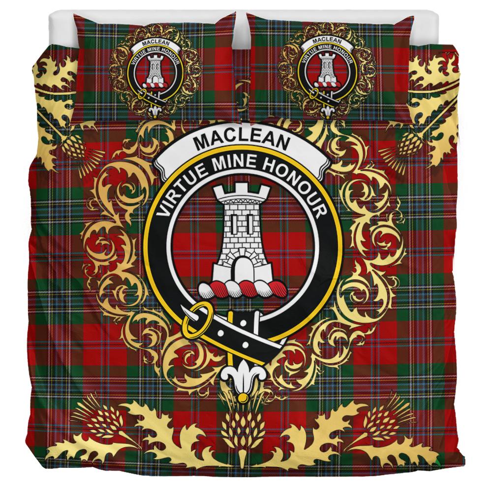 MacLean Tartan Crest Bedding Set - Golden Thistle Style