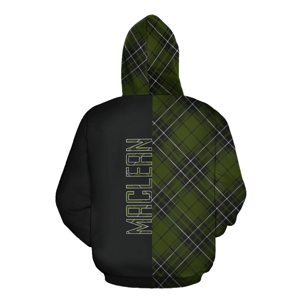 MacLean Hunting Tartan Hoodie Half of Me - Cross Style