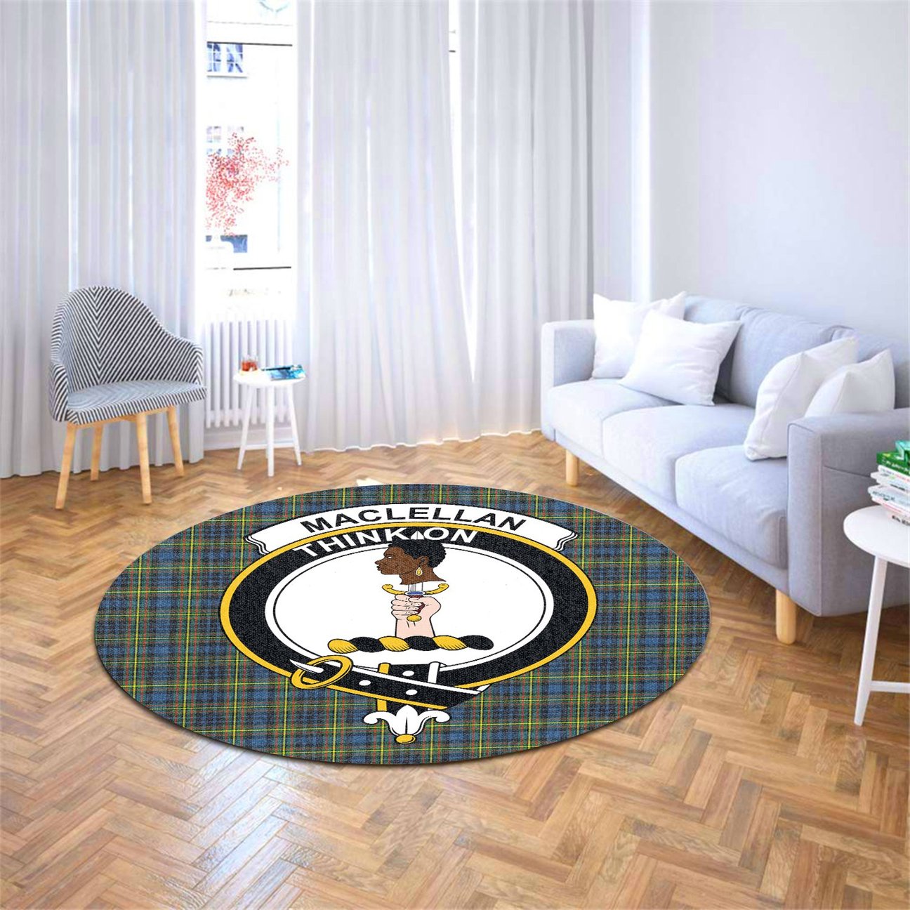 MacLellan Ancient Tartan Crest Round Rug