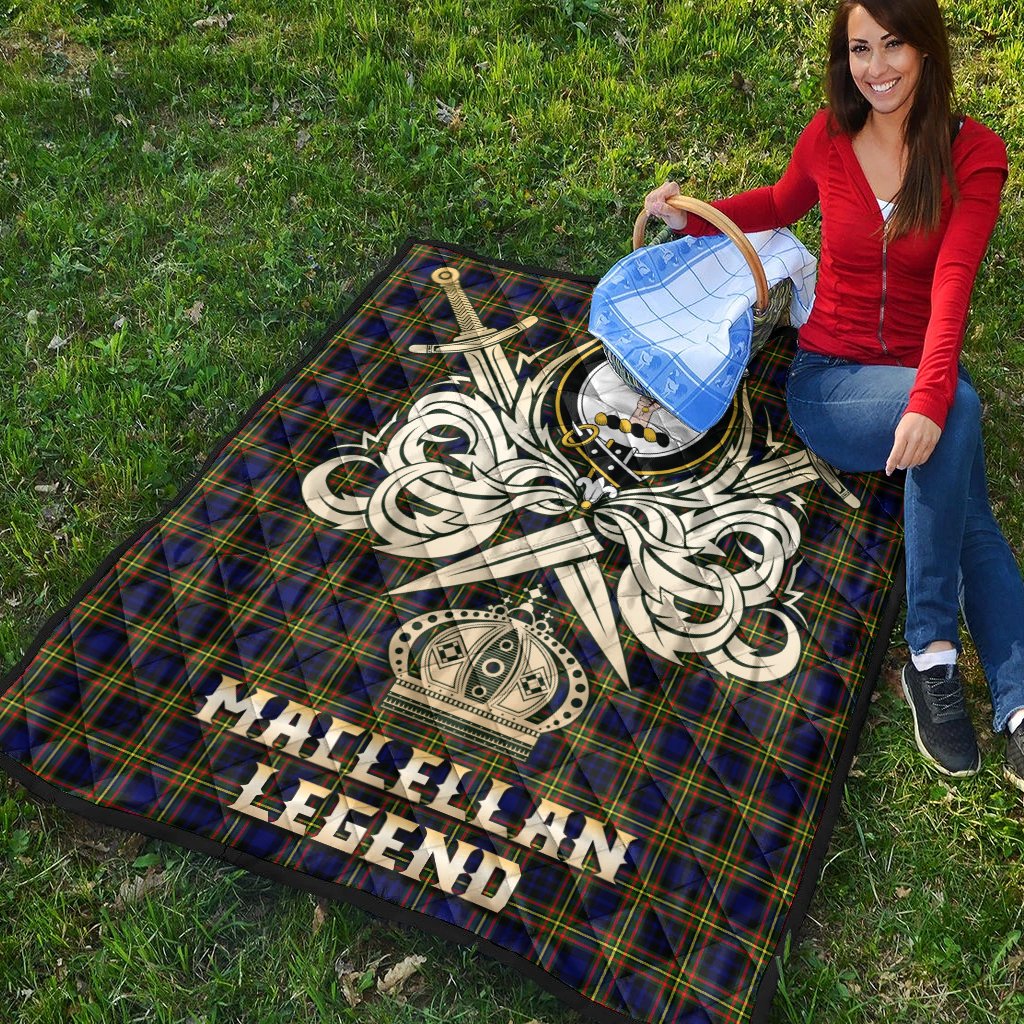 MacLellan Modern Tartan Crest Legend Gold Royal Premium Quilt