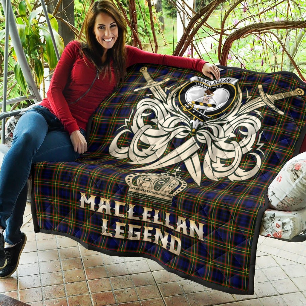 MacLellan Modern Tartan Crest Legend Gold Royal Premium Quilt