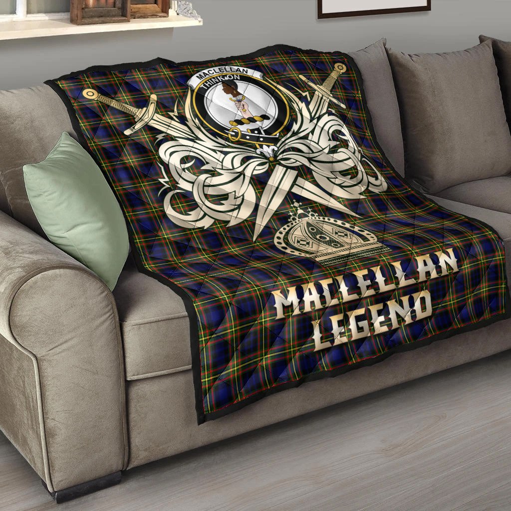 MacLellan Modern Tartan Crest Legend Gold Royal Premium Quilt