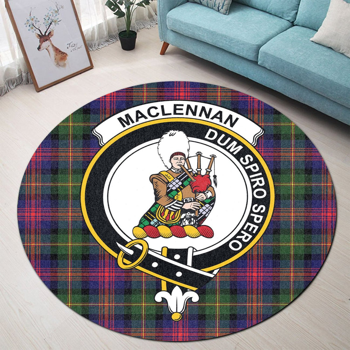 MacLennan Tartan Crest Round Rug