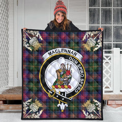 MacLennan Tartan Crest Premium Quilt - Gold Thistle Style