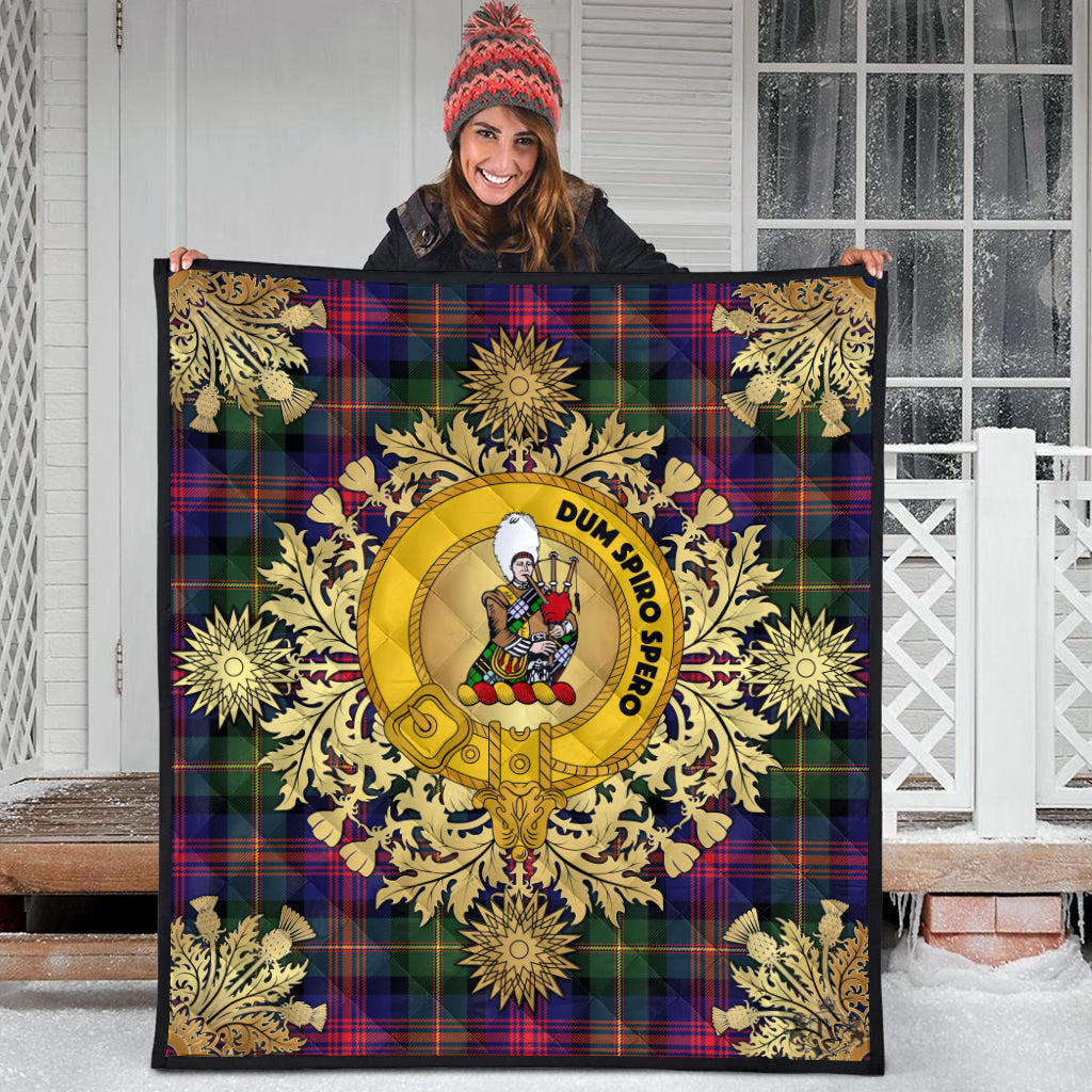 MacLennan Tartan Crest Premium Quilt - Gold Thistle Style