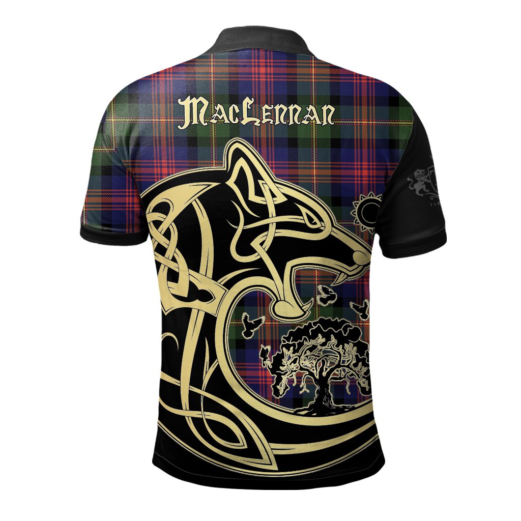 MacLennan Tartan Polo Shirt Viking Wolf