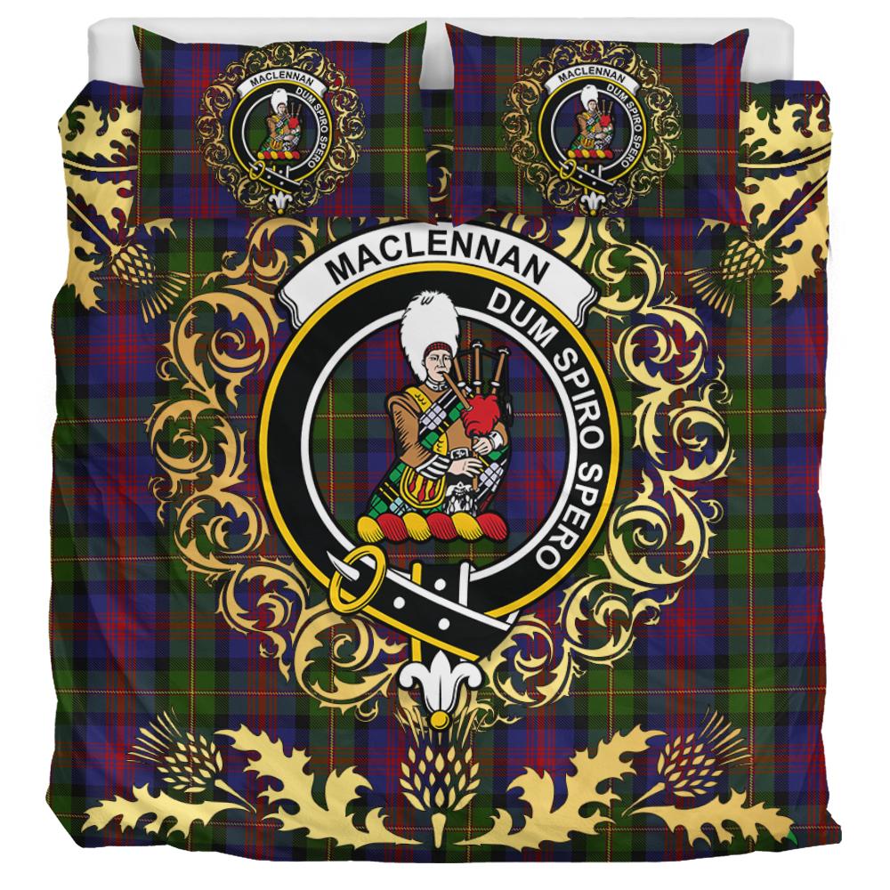 MacLennan Tartan Crest Bedding Set - Golden Thistle Style