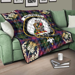 MacLennan Tartan Crest Premium Quilt - Gold Thistle Style