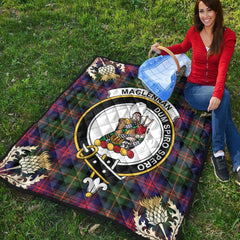 MacLennan Tartan Crest Premium Quilt - Gold Thistle Style