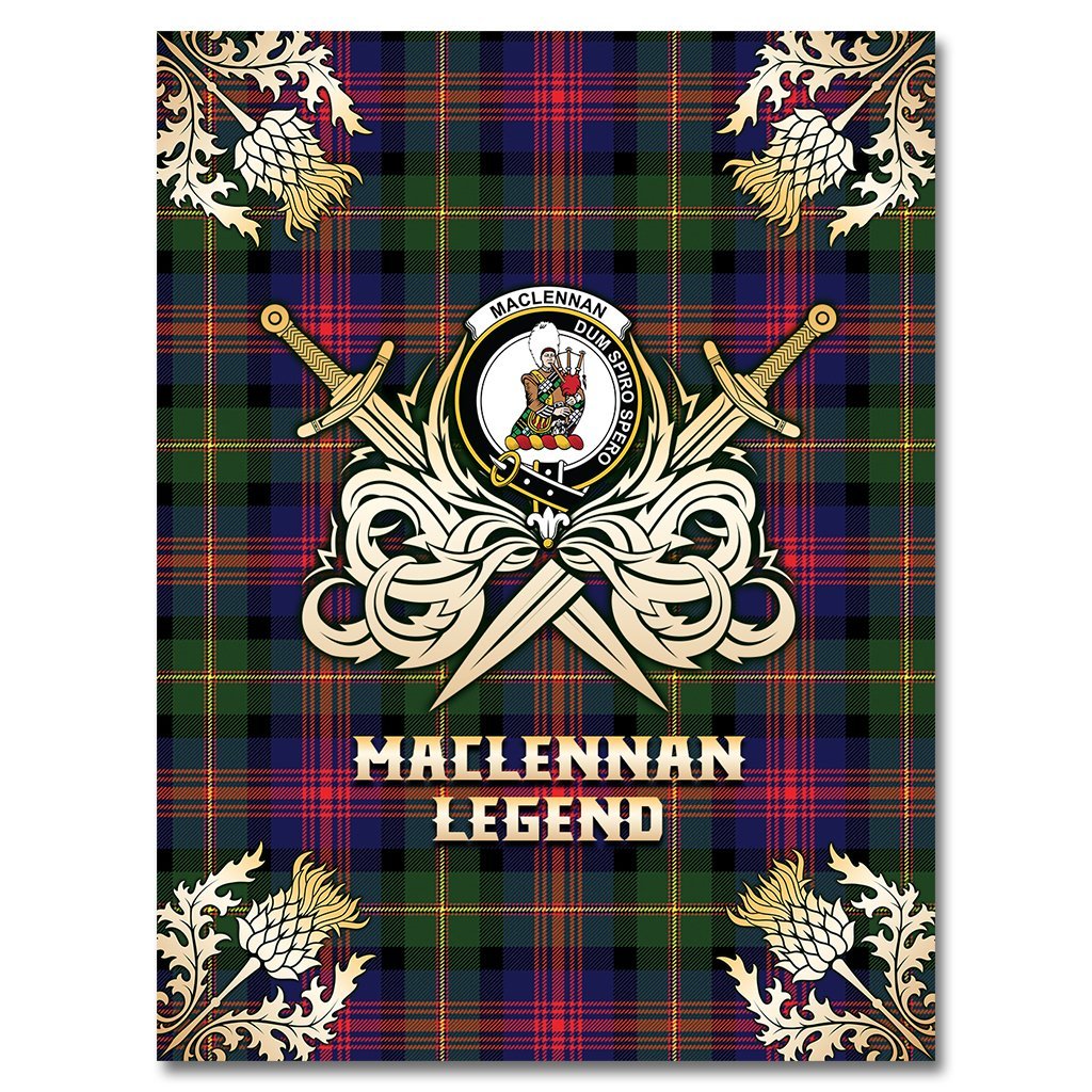 MacLennan Tartan Gold Courage Symbol Blanket