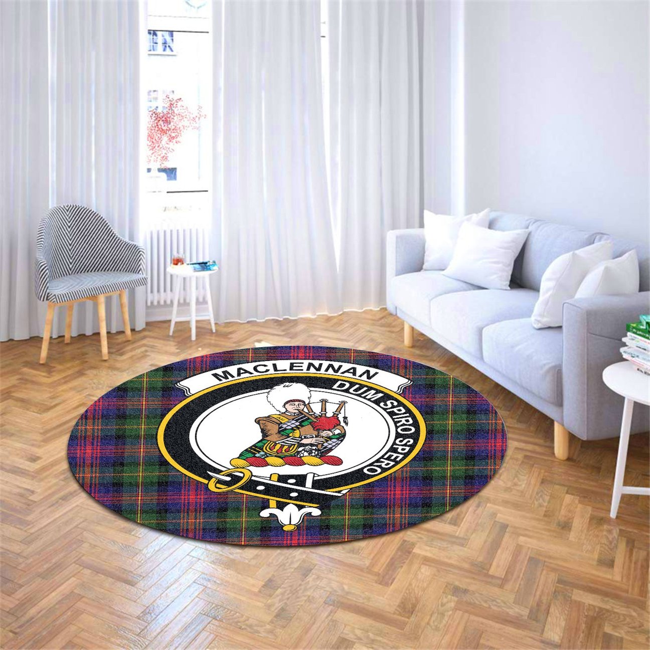 MacLennan Tartan Crest Round Rug