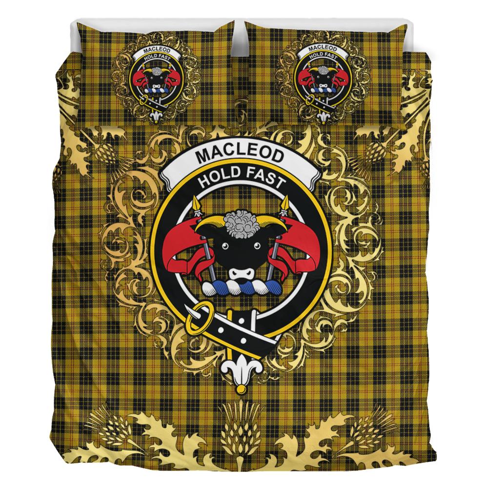 MacLeod Tartan Crest Bedding Set - Golden Thistle Style