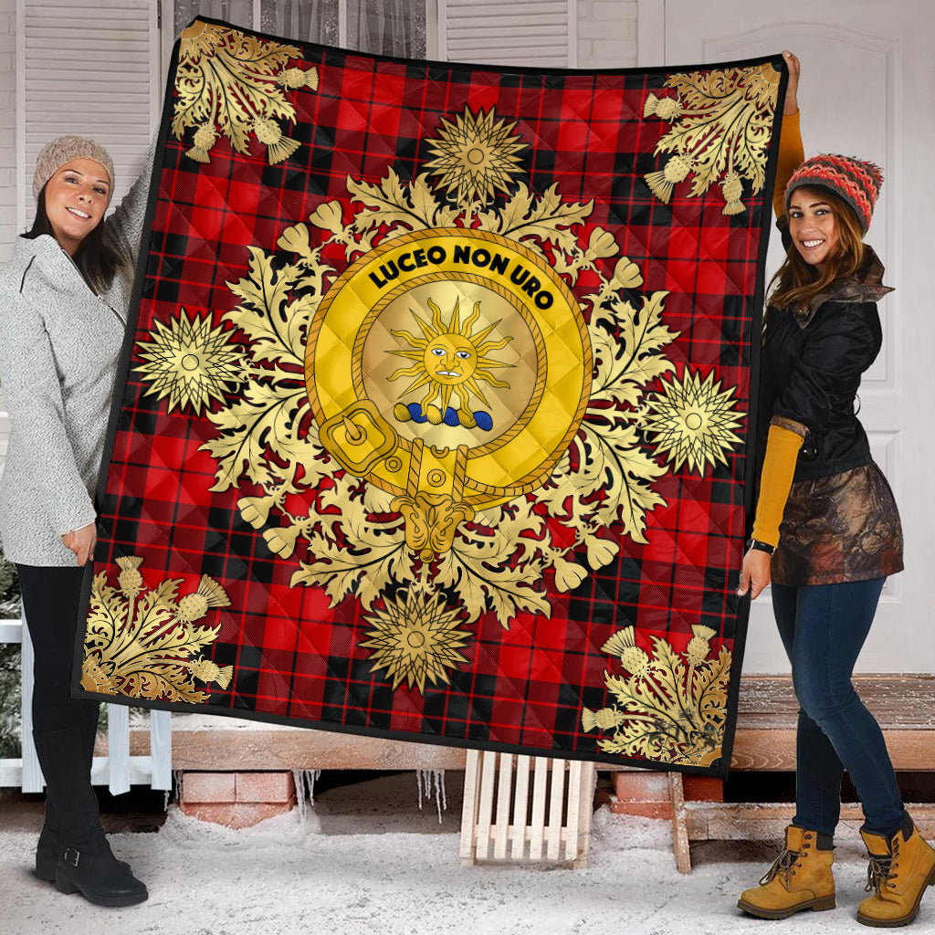 MacLeod of Raasay Tartan Crest Premium Quilt - Gold Thistle Style