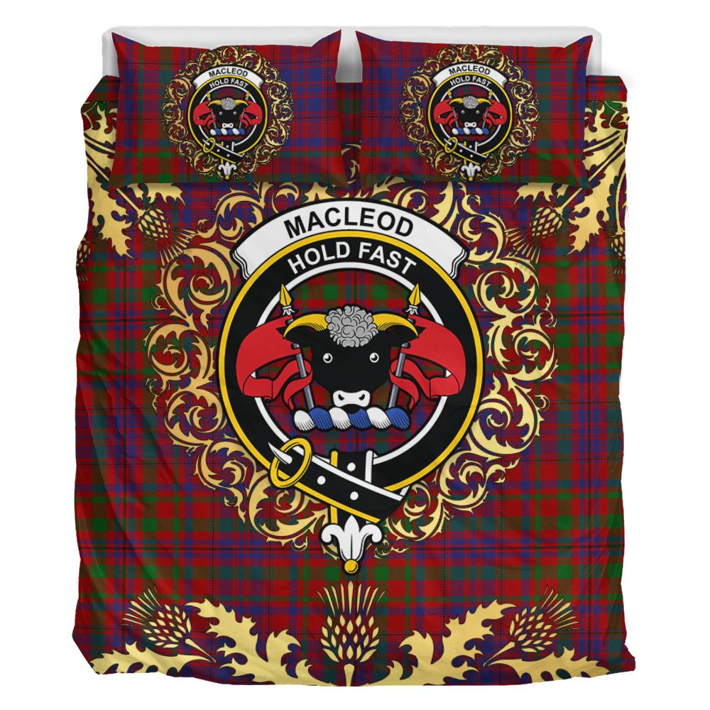 MacLeod of Tullibardine Tartan Crest Bedding Set - Golden Thistle Style