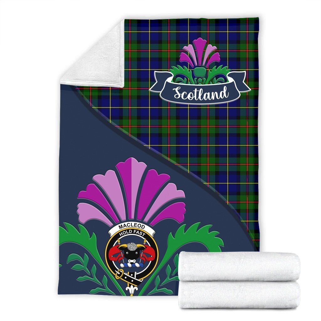 MacLeod of Lewis Tartan Crest Premium Blanket - Thistle Style