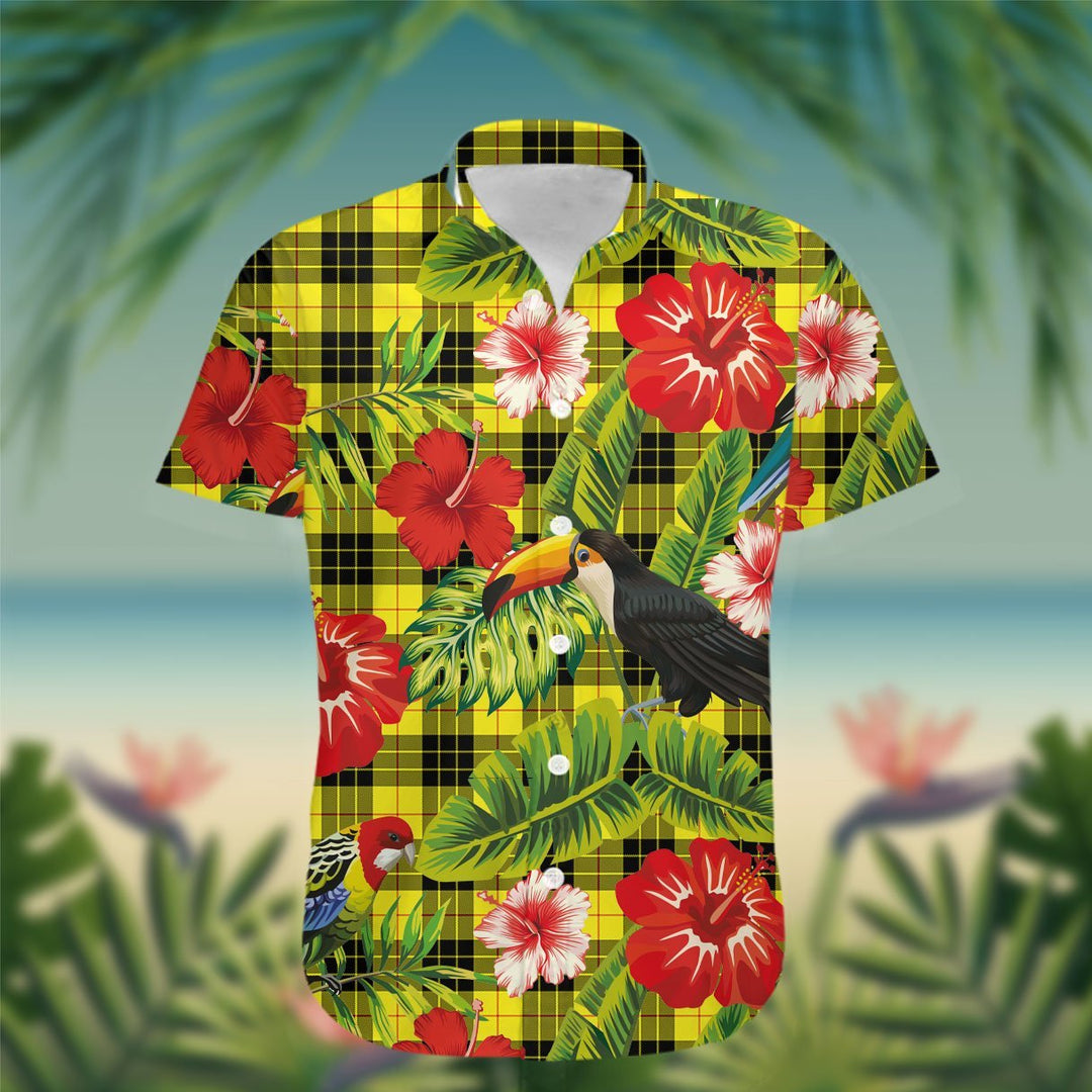 MacLeod of Lewis Tartan Hawaiian Shirt Hibiscus, Coconut, Parrot, Pineapple - Tropical Garden Shirt