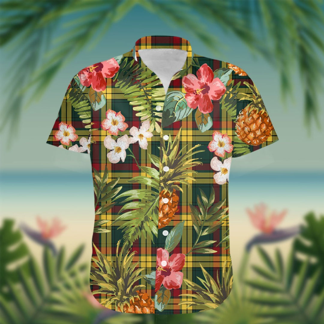 MacMillan Tartan Hawaiian Shirt Hibiscus, Coconut, Parrot, Pineapple - Tropical Garden Shirt