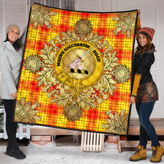 MacMillan Clan Tartan Crest Premium Quilt - Gold Thistle Style