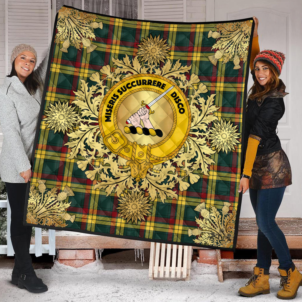 MacMillan Old Modern Tartan Crest Premium Quilt - Gold Thistle Style