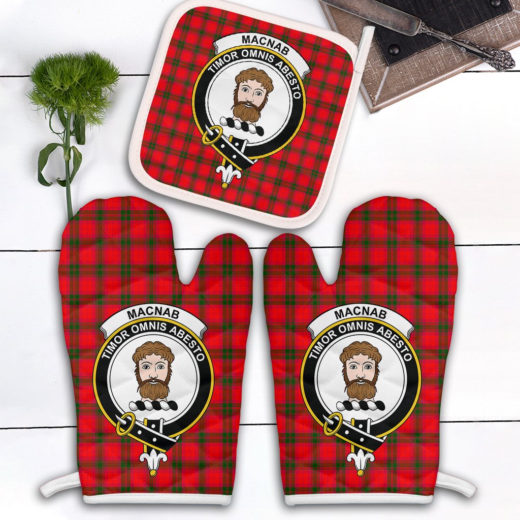 MacNab Modern Tartan Crest Oven Mitt And Pot Holder (2 Oven Mitts + 1 Pot Holder)