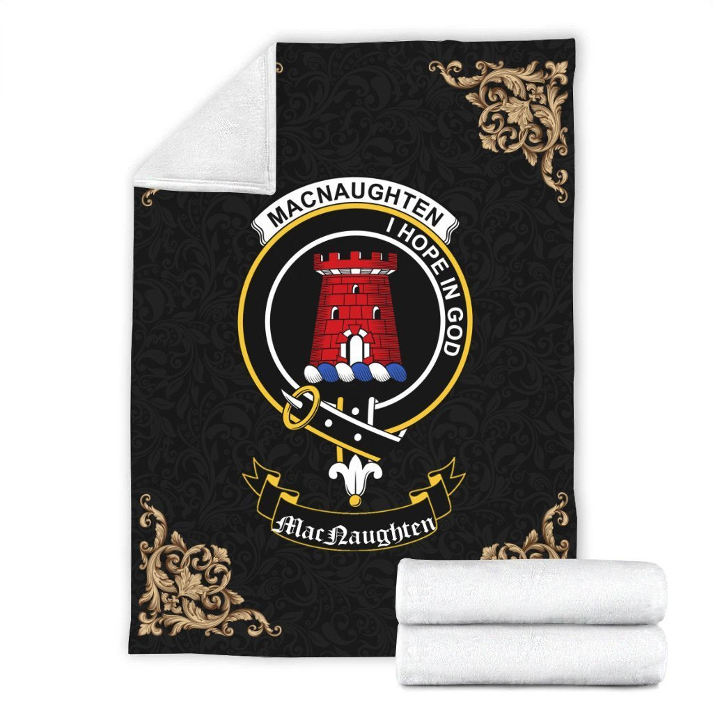 MacNaughten Crest Tartan Premium Blanket Black