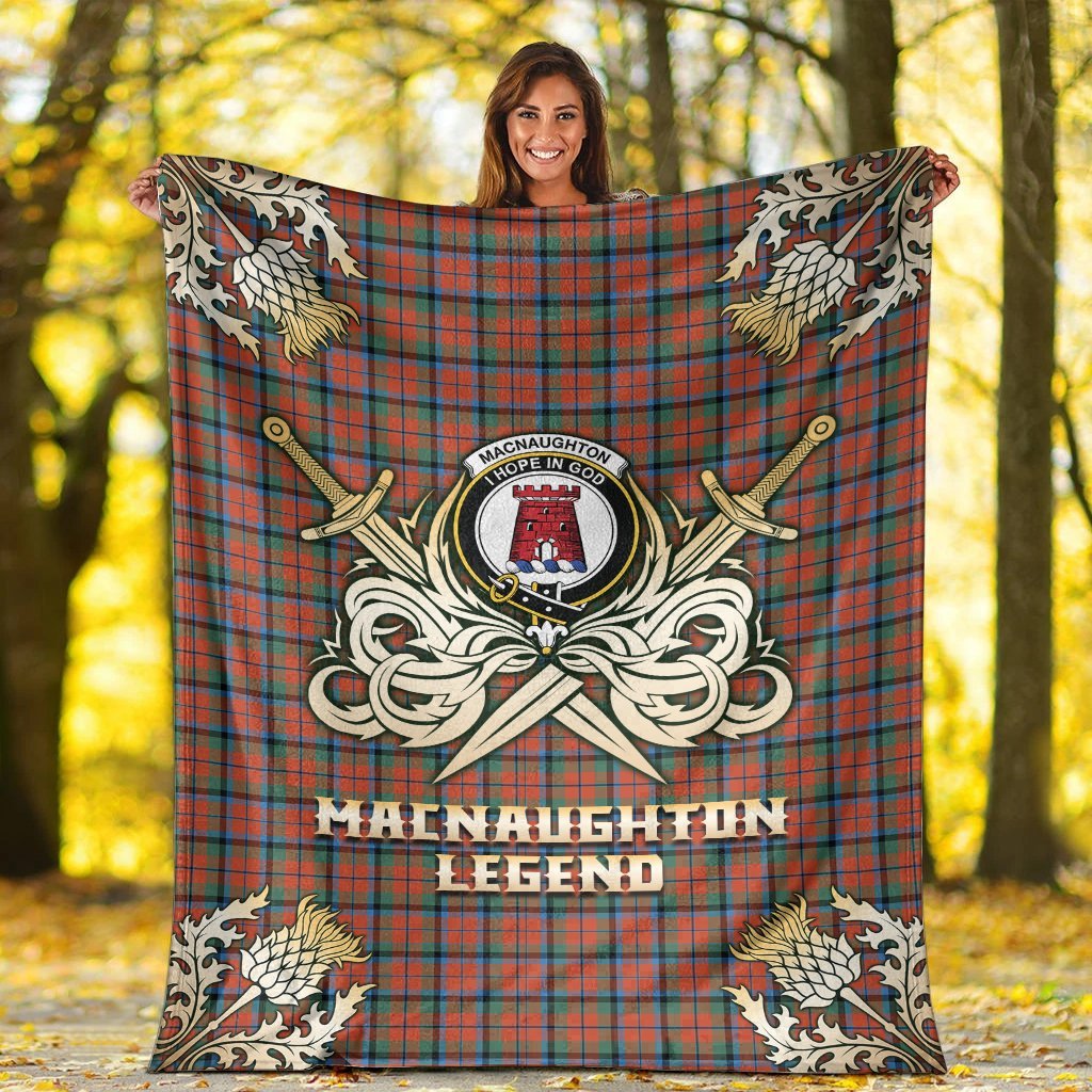 MacNaughton Ancient Tartan Gold Courage Symbol Blanket