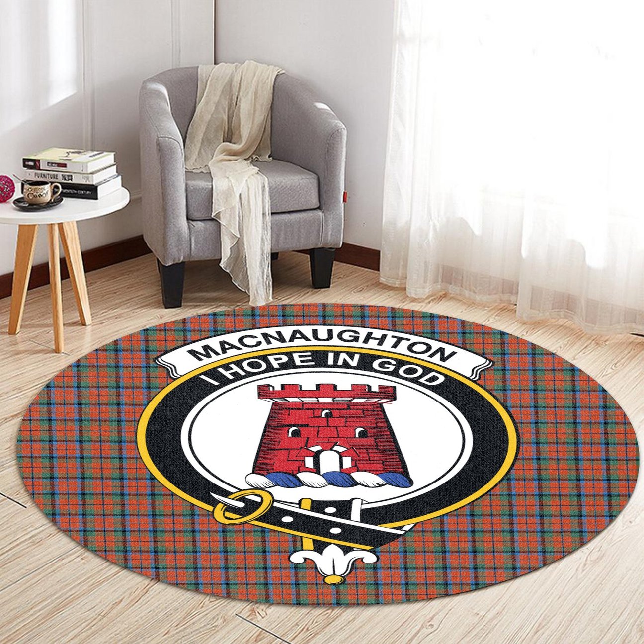 MacNaughton Ancient Tartan Crest Round Rug