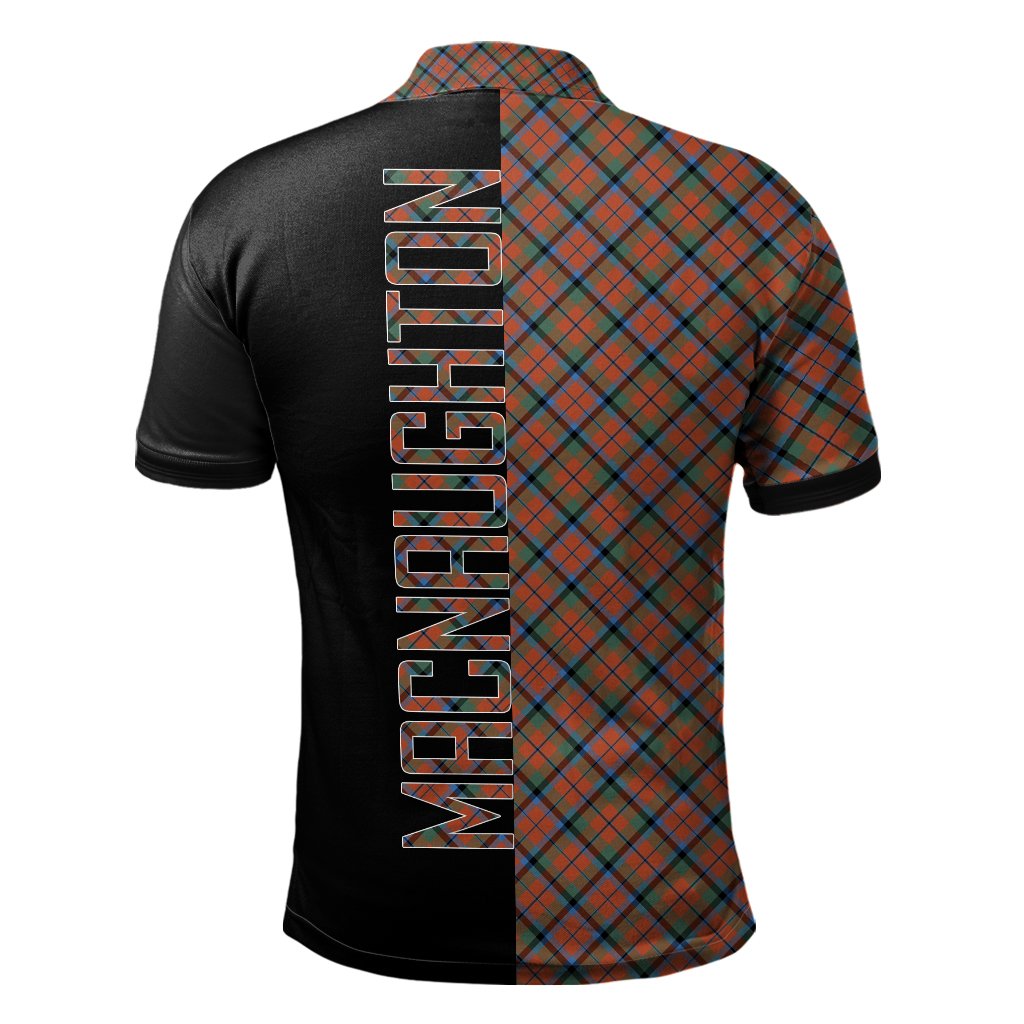 MacNaughton Ancient Tartan Polo Shirt Half of Me - Cross Style