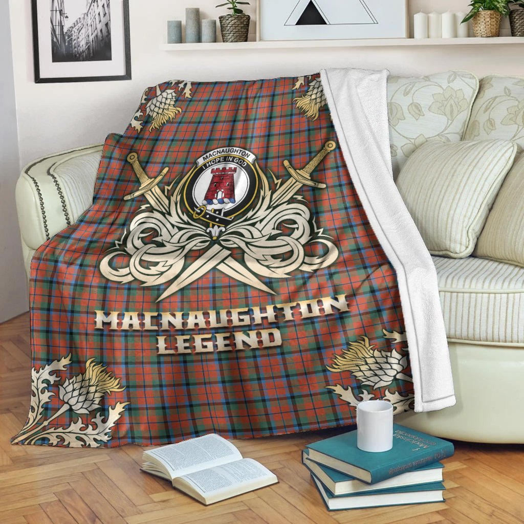 MacNaughton Ancient Tartan Gold Courage Symbol Blanket