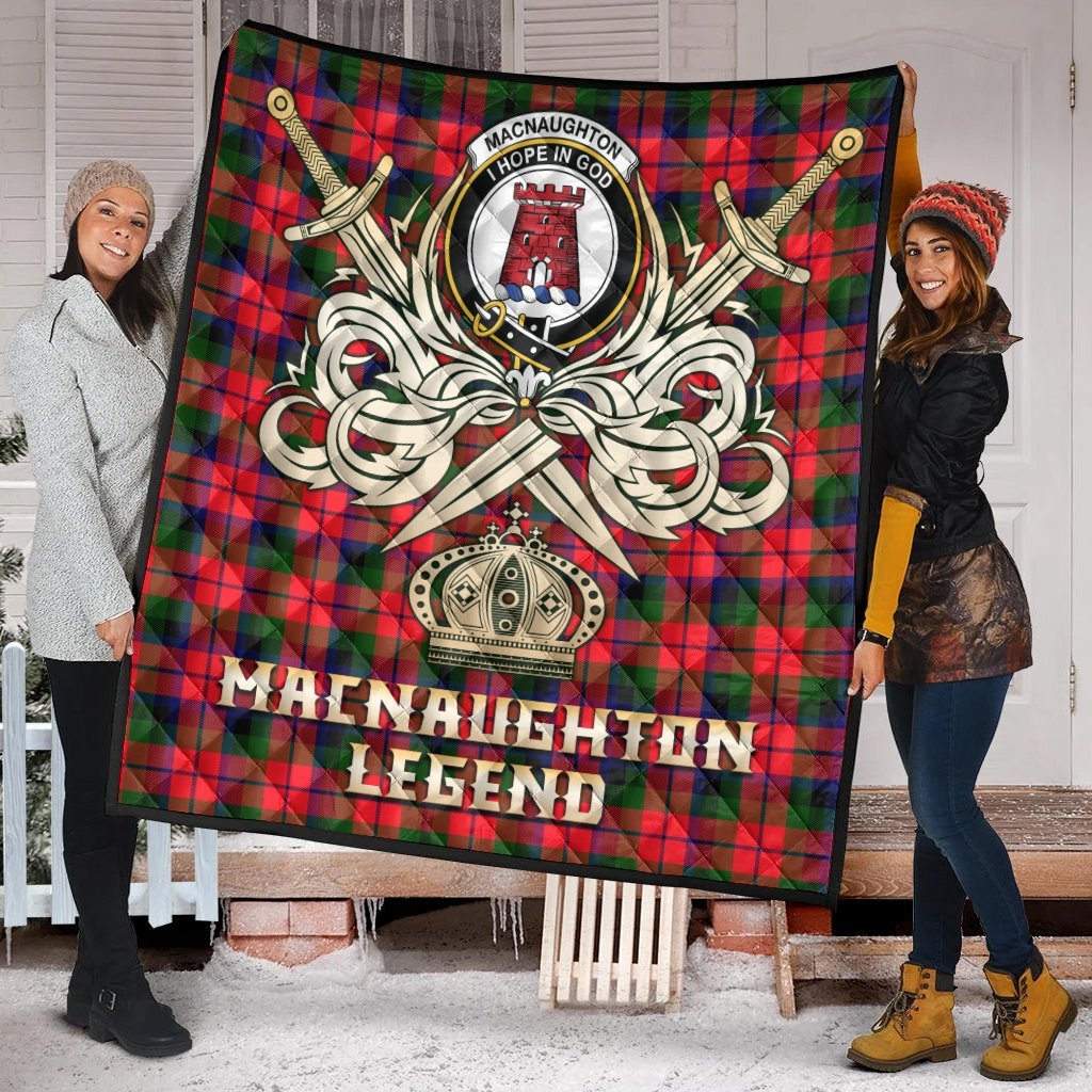 MacNaughton Modern Tartan Crest Legend Gold Royal Premium Quilt