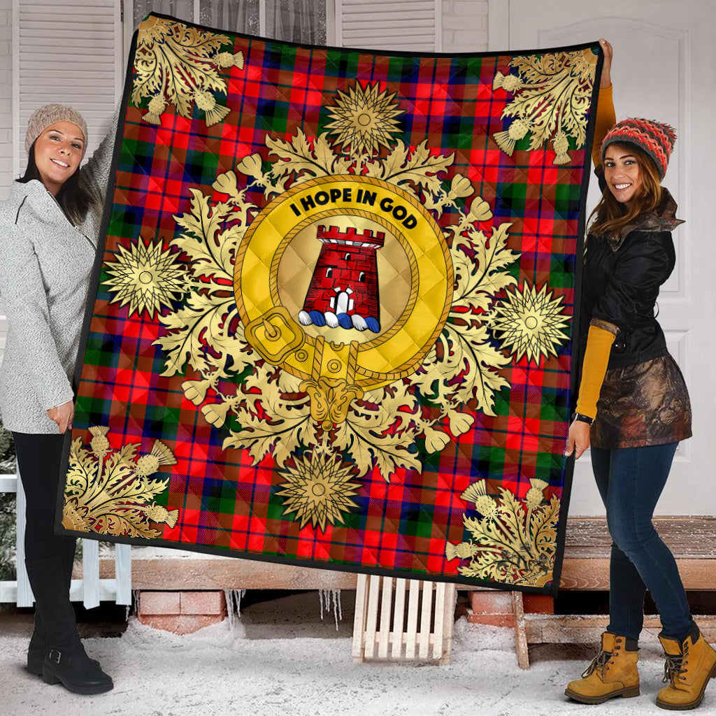 MacNaughton Modern Tartan Crest Premium Quilt - Gold Thistle Style