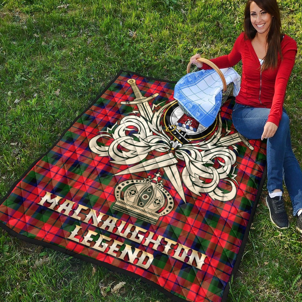 MacNaughton Modern Tartan Crest Legend Gold Royal Premium Quilt