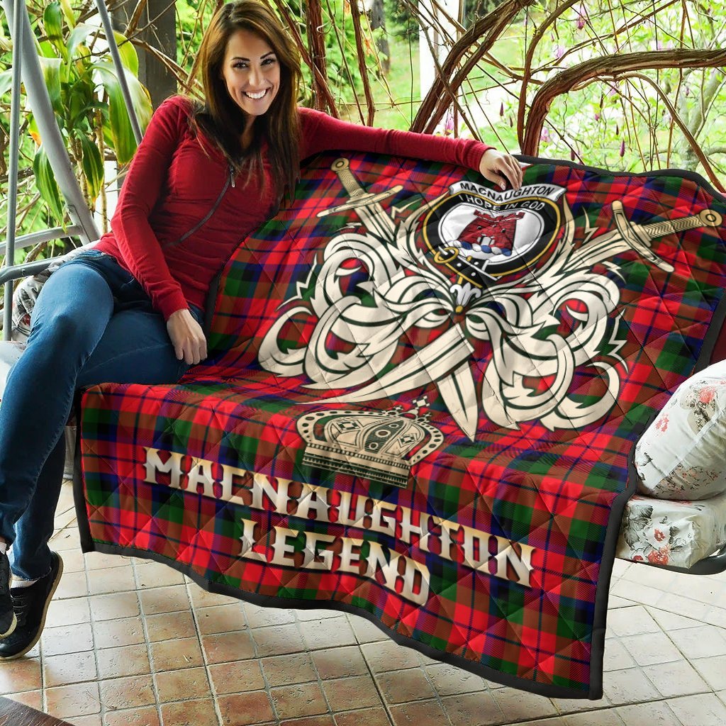 MacNaughton Modern Tartan Crest Legend Gold Royal Premium Quilt