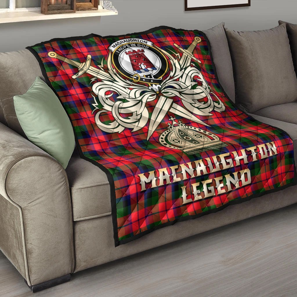 MacNaughton Modern Tartan Crest Legend Gold Royal Premium Quilt