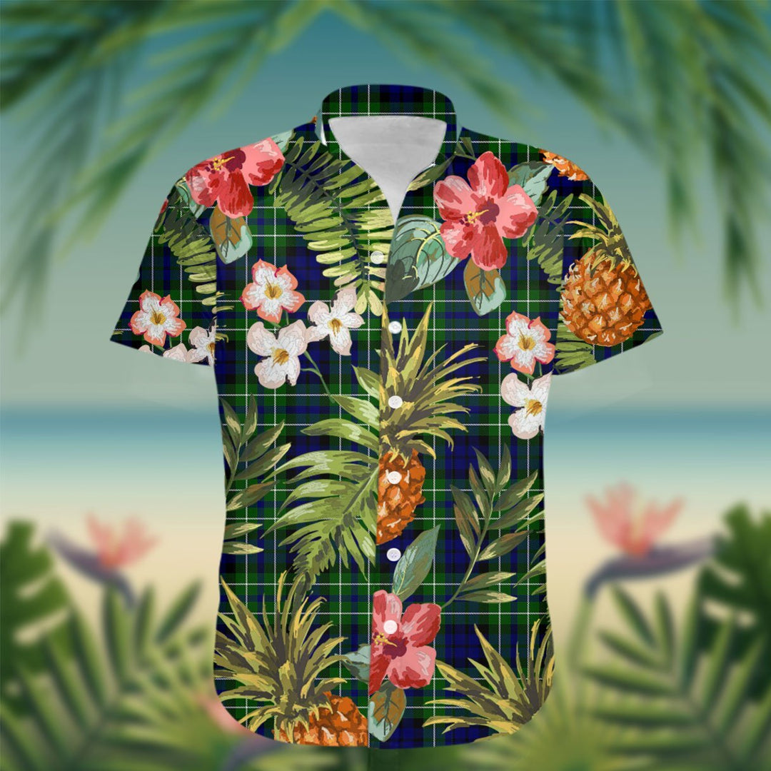 MacNeil of Colonsay Tartan Hawaiian Shirt Hibiscus, Coconut, Parrot, Pineapple - Tropical Garden Shirt