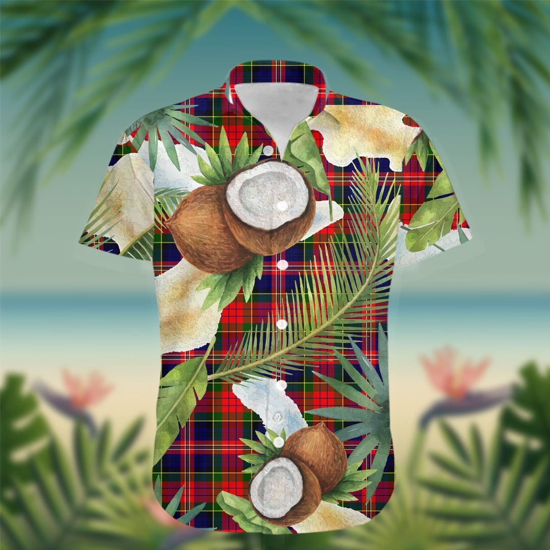 MacPherson Tartan Hawaiian Shirt Hibiscus, Coconut, Parrot, Pineapple - Tropical Garden Shirt