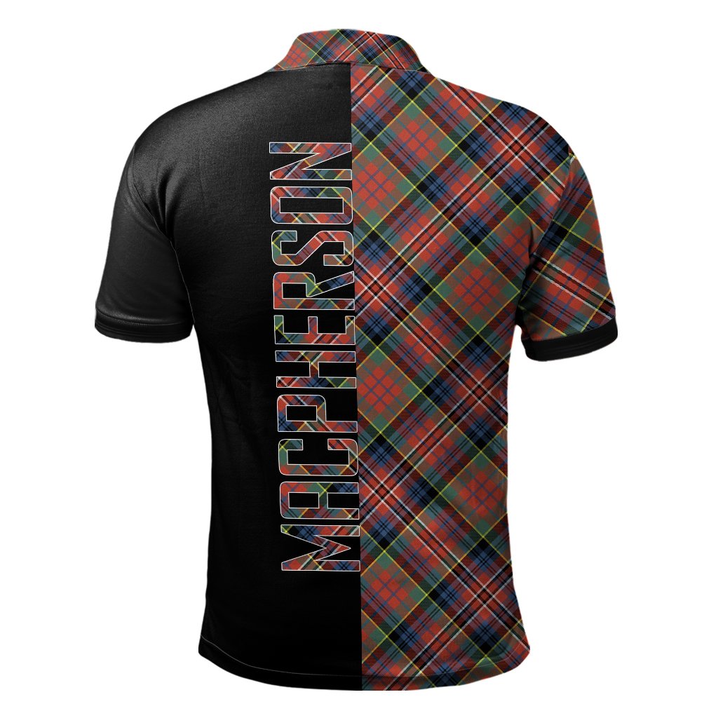 MacPherson Ancient Tartan Polo Shirt Half of Me - Cross Style