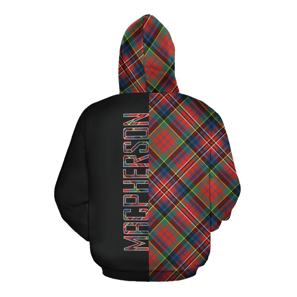 MacPherson Ancient Tartan Hoodie Half of Me - Cross Style