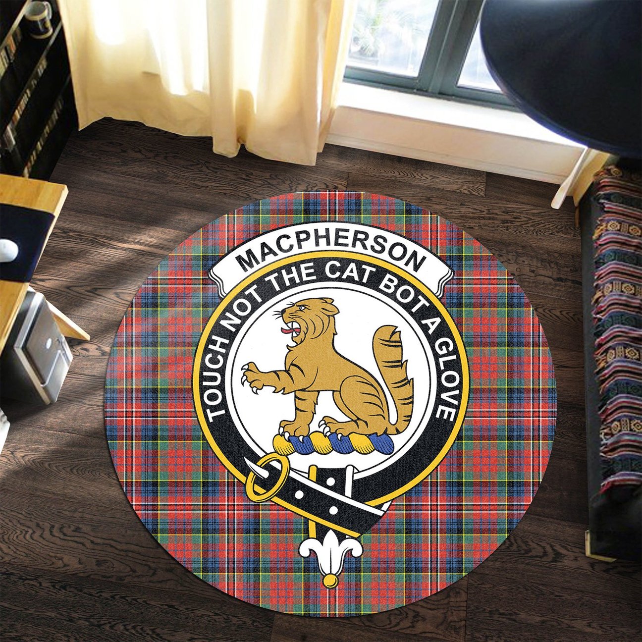 MacPherson Ancient Tartan Crest Round Rug