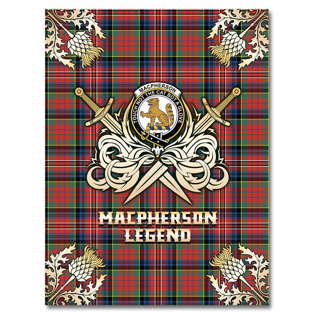 MacPherson Ancient Tartan Gold Courage Symbol Blanket