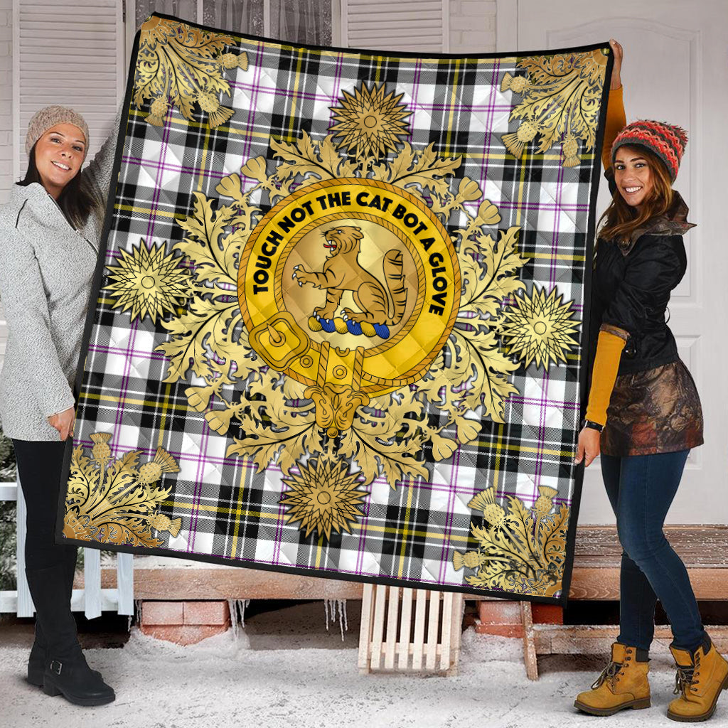 MacPherson Dress Modern Tartan Crest Premium Quilt - Gold Thistle Style